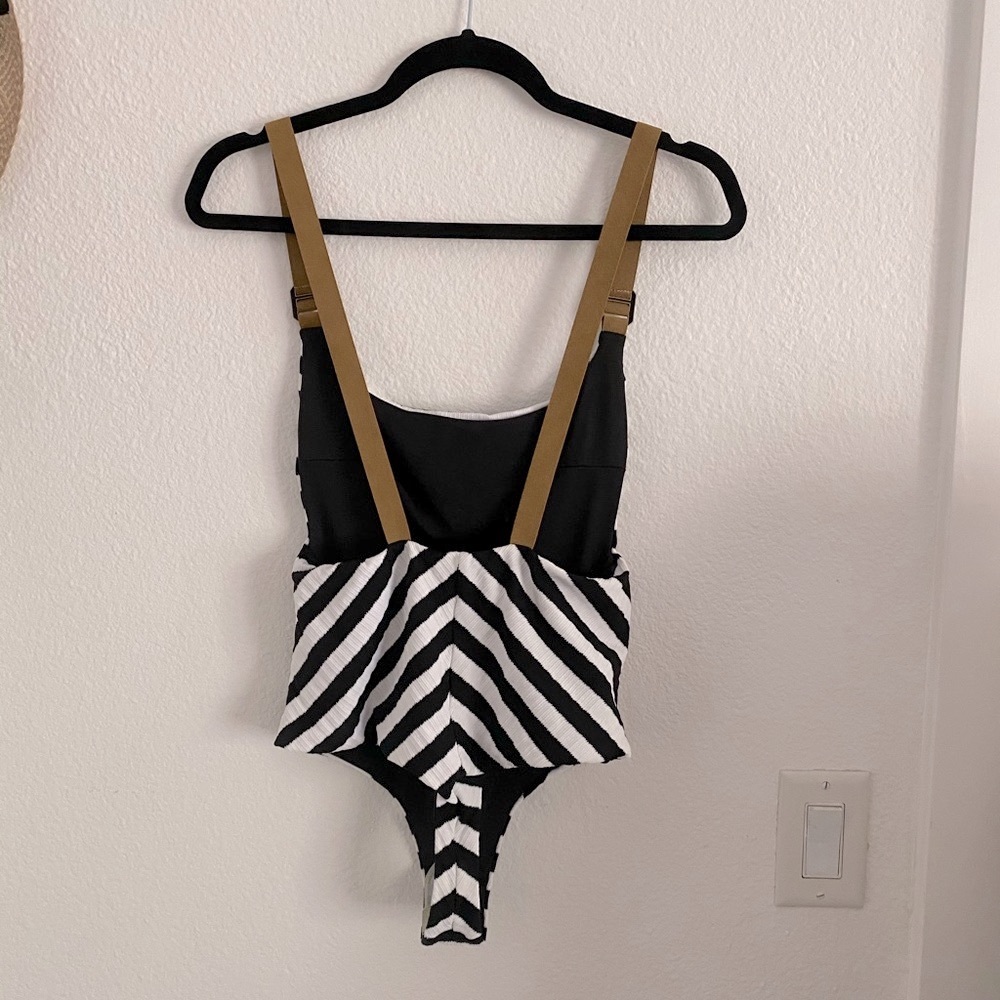 Planet Blue Black and White Striped One-Piece Swimsuit - Picture 7 of 7